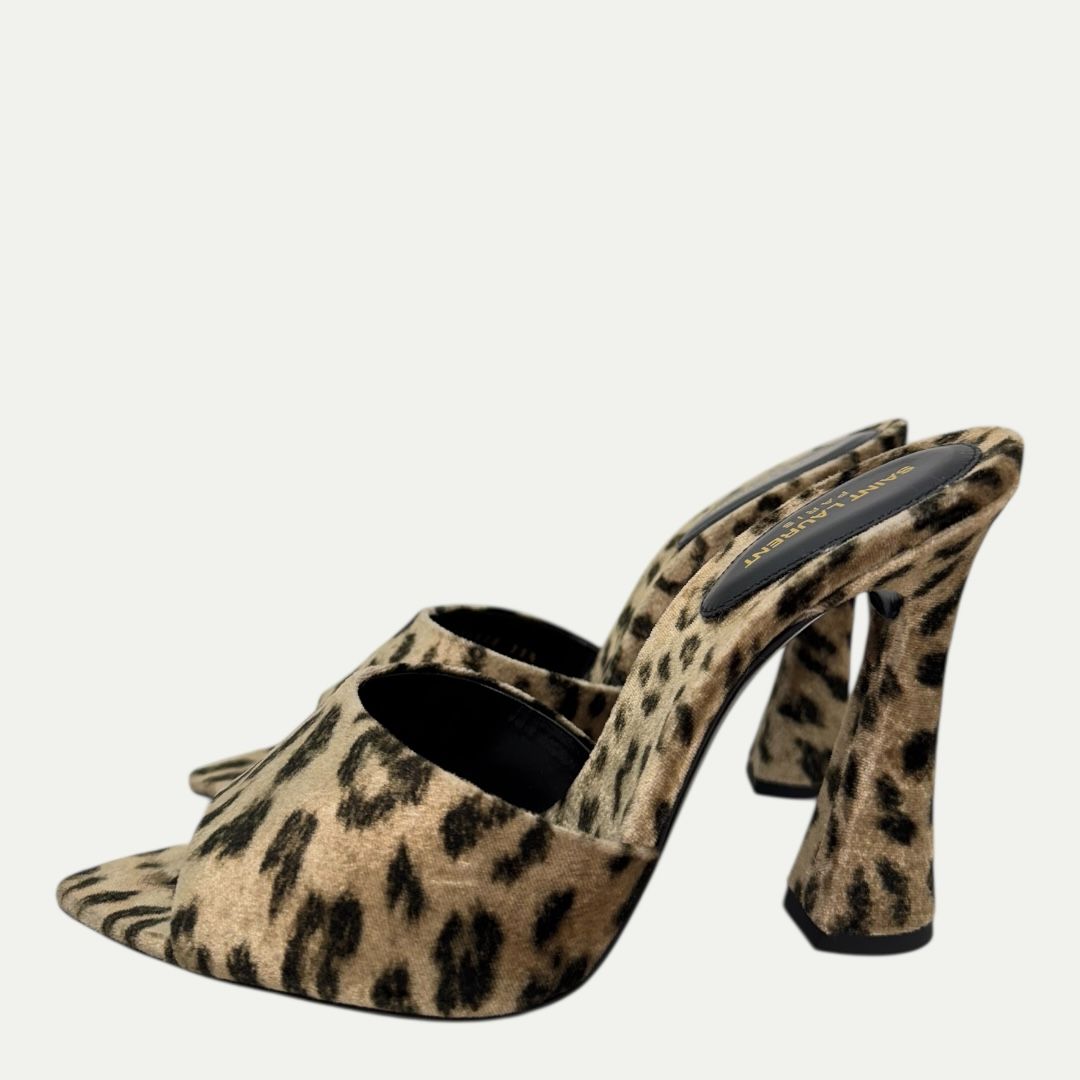 Saint Laurent Velluto Leopard Heel Sz 39.5(9.5)