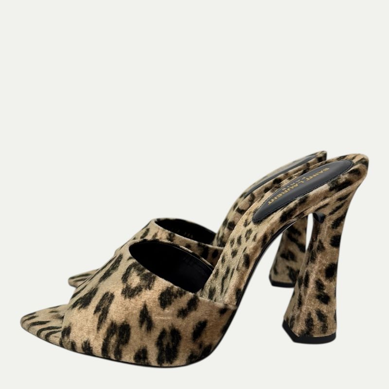 Saint Laurent Velluto Leopard Heel Sz 39.5(9.5)
