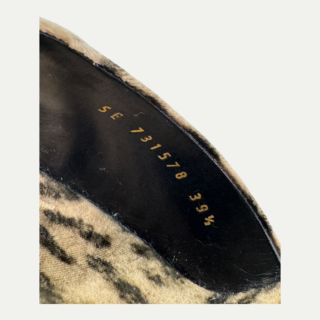 Saint Laurent Velluto Leopard Heel Sz 39.5(9.5)