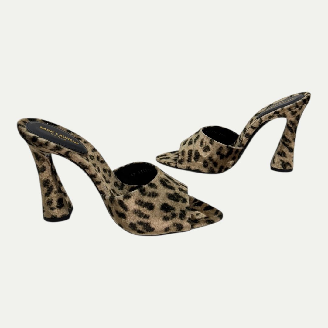 Saint Laurent Velluto Leopard Heel Sz 39.5(9.5)