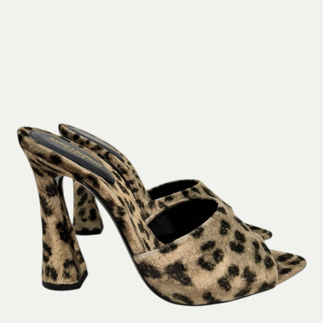 Saint Laurent Velluto Leopard Heel Sz 39.5(9.5)