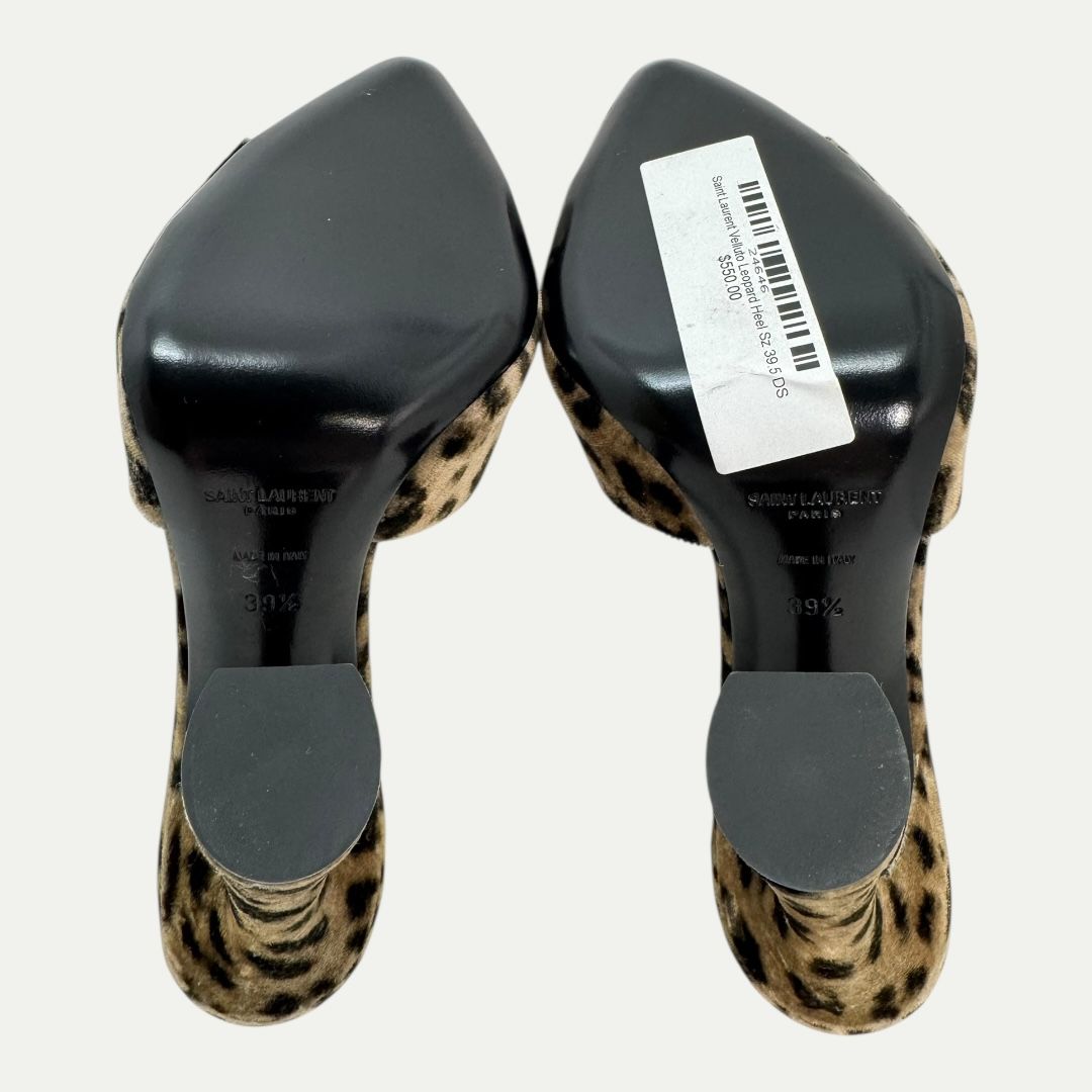 Saint Laurent Velluto Leopard Heel Sz 39.5(9.5)
