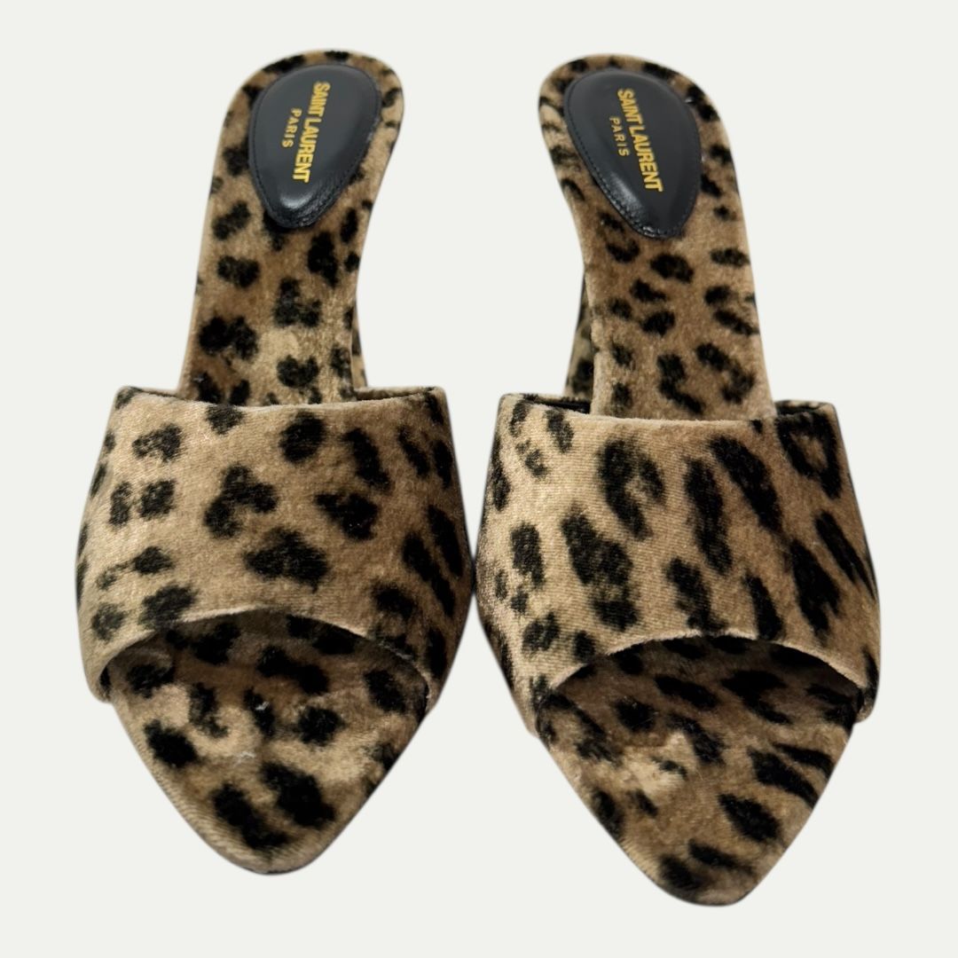 Saint Laurent Velluto Leopard Heel Sz 39.5(9.5)