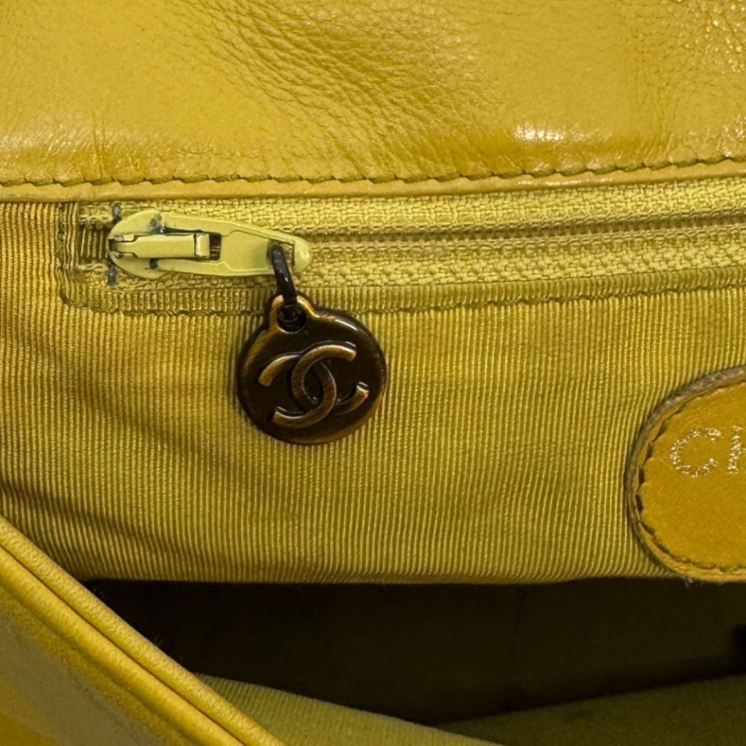 Chanel Vintage Lambskin Yellow Shoulder Bag