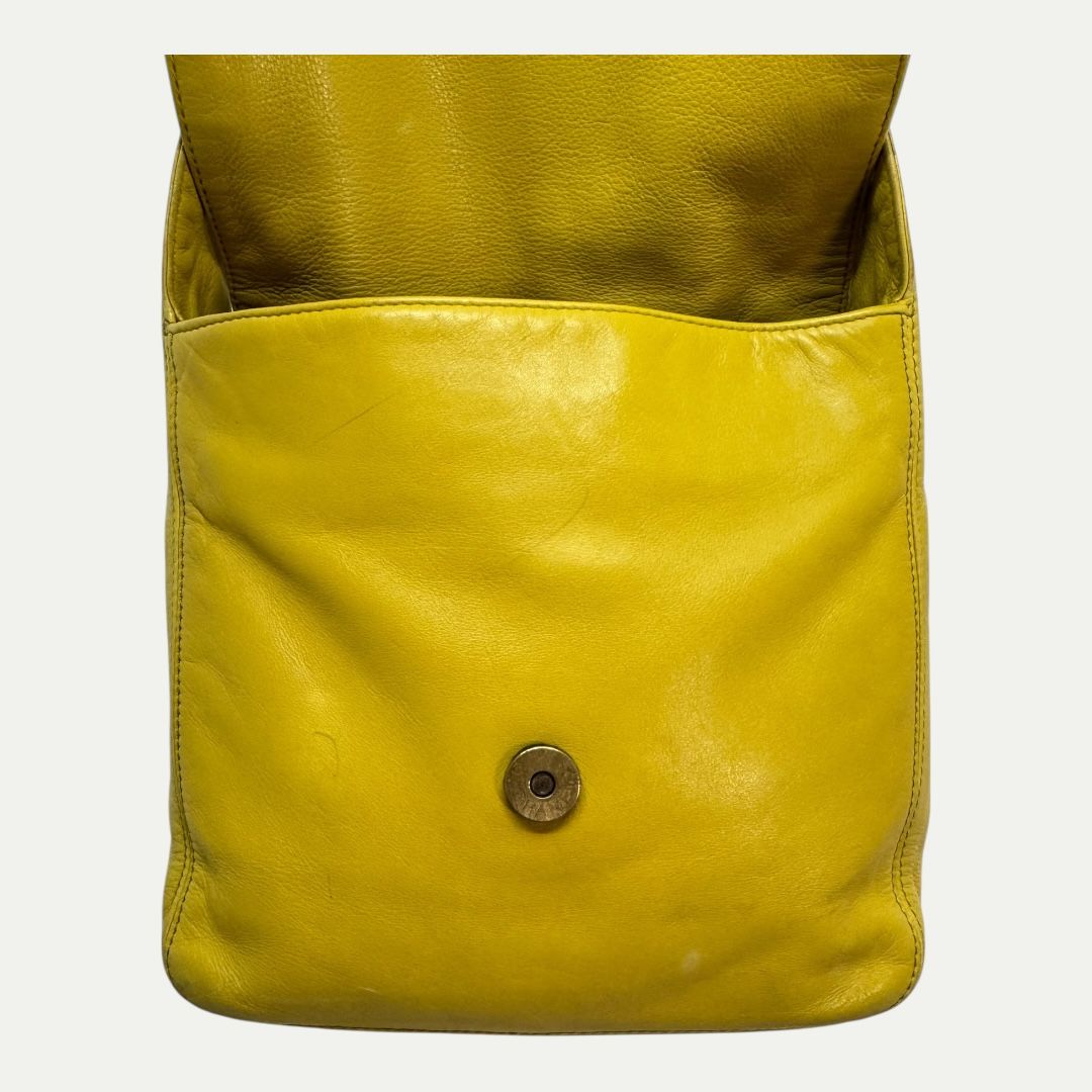 Chanel Vintage Lambskin Yellow Shoulder Bag