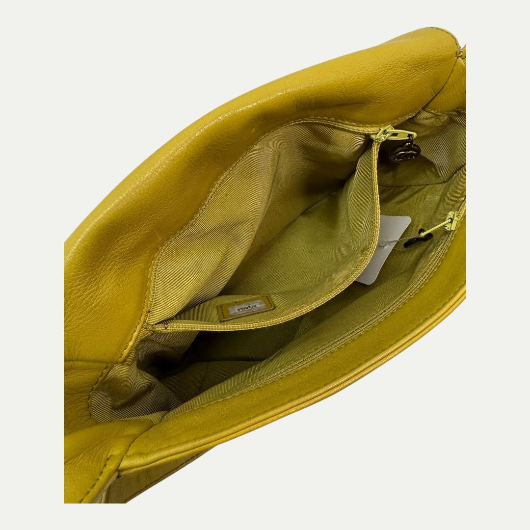 Chanel Vintage Lambskin Yellow Shoulder Bag