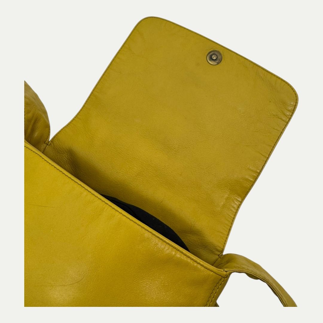 Chanel Vintage Lambskin Yellow Shoulder Bag