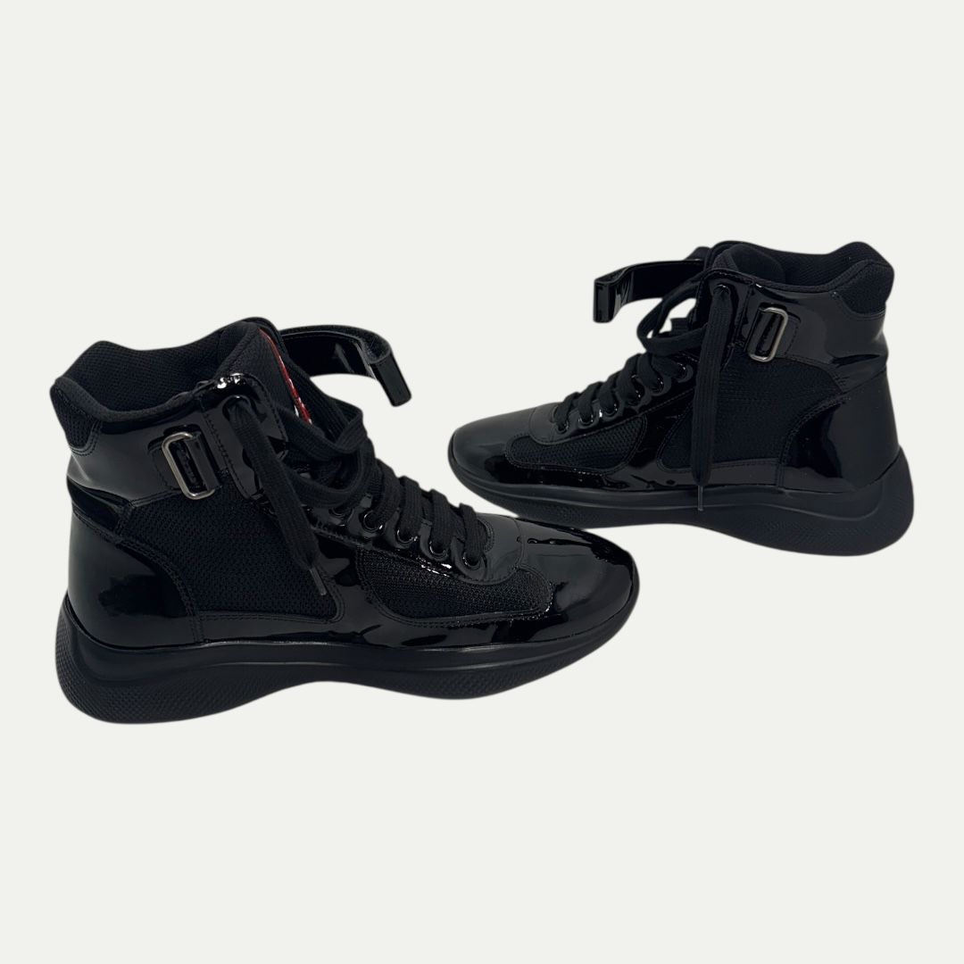 Prada Americas Cup Black Patent Leather Sz 5(6.5M/8W)