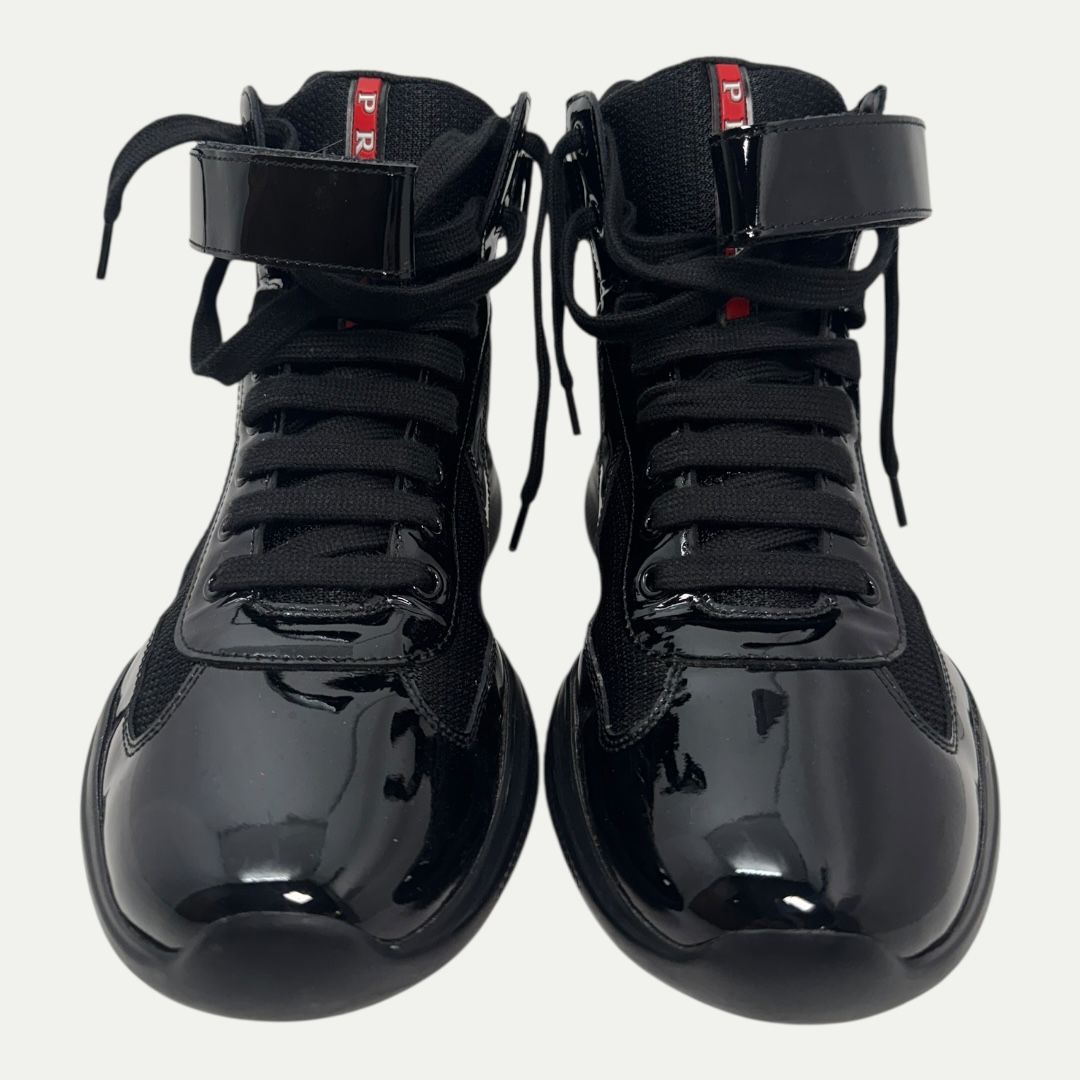 Prada Americas Cup Black Patent Leather Sz 5(6.5M/8W)