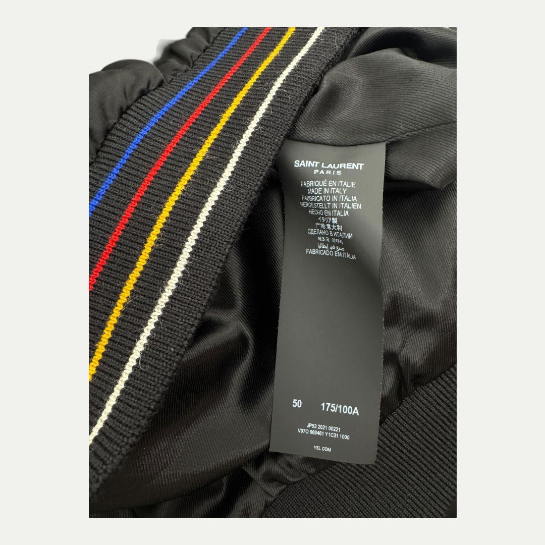 Saint Laurent YSL Patch Bomber Jacket Sz 50(M)