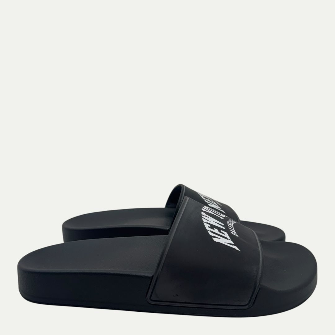 Balenciaga New York Logo Black Slide Sz 38(8)