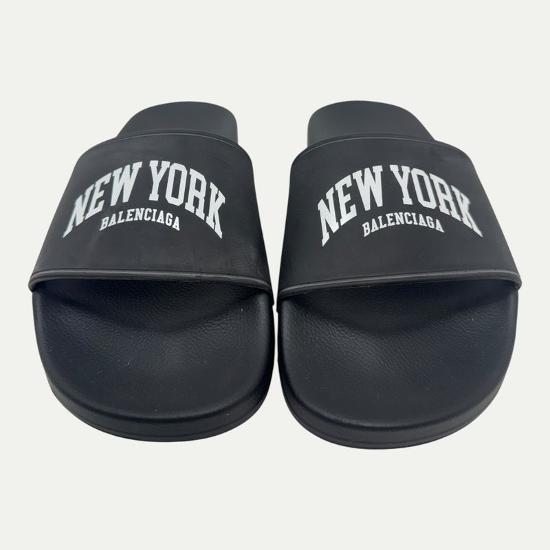 Balenciaga New York Logo Black Slide Sz 38(8)