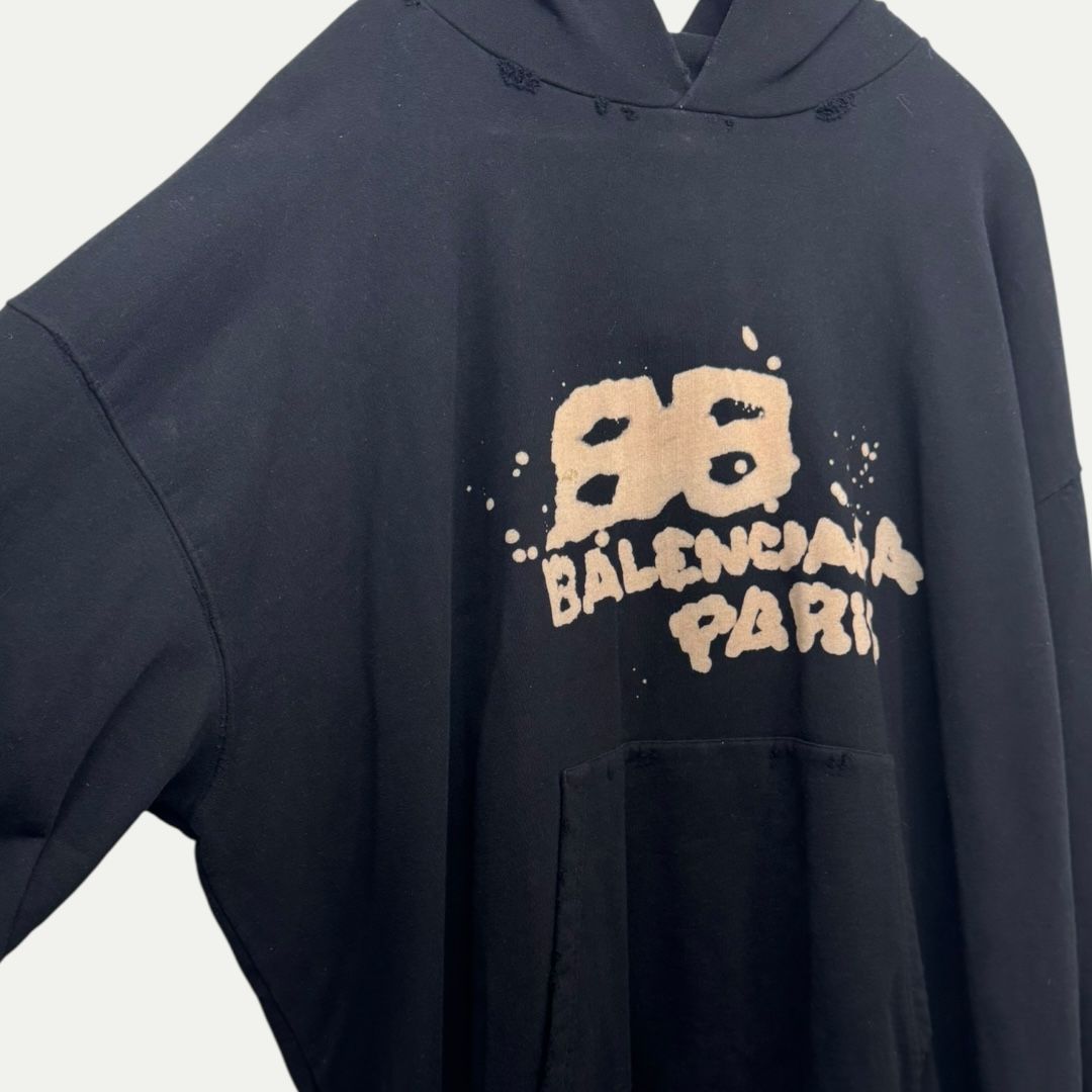 Balenciaga BB Hand Drawn Logo Hoodie Sz XL