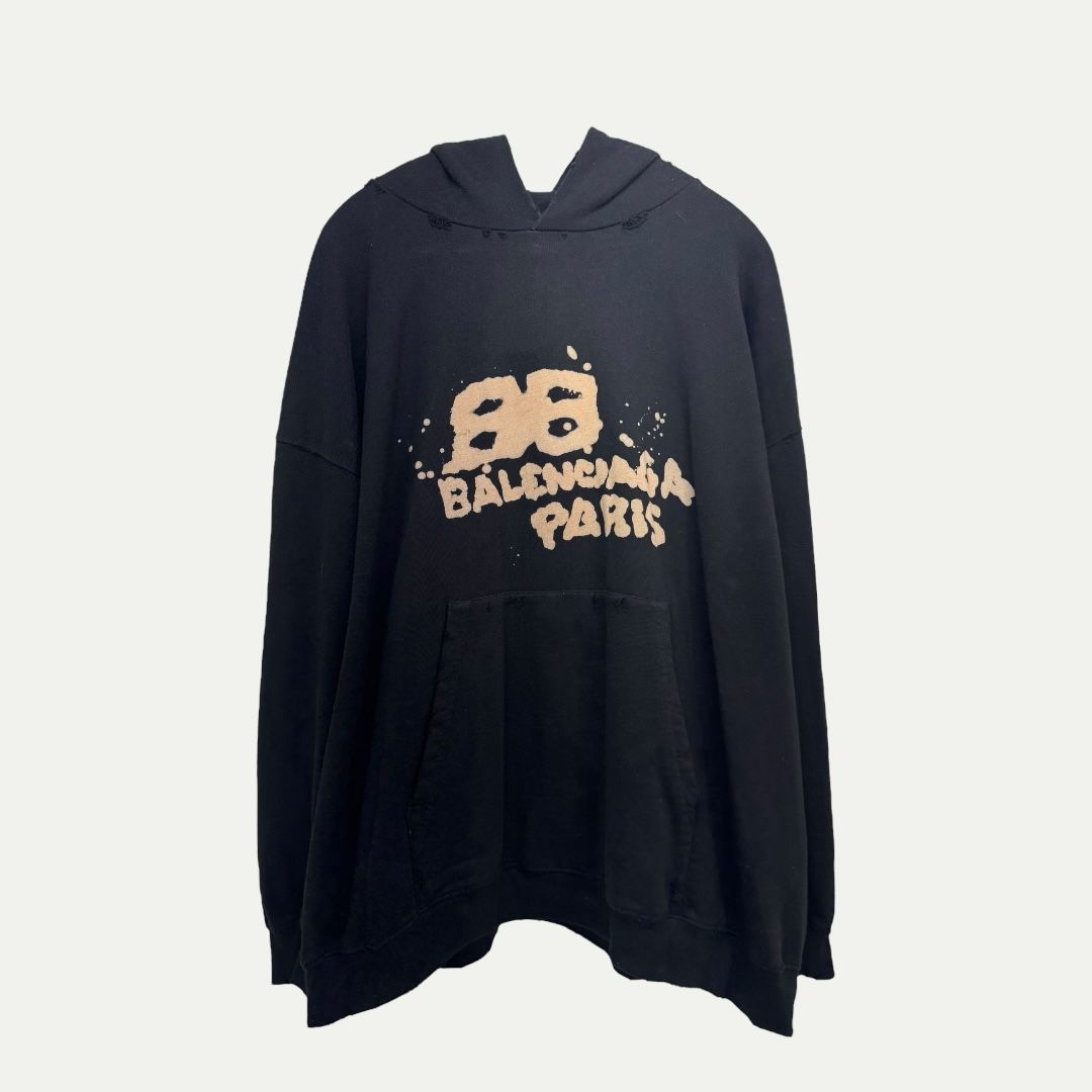 Balenciaga BB Hand Drawn Logo Hoodie Sz XL