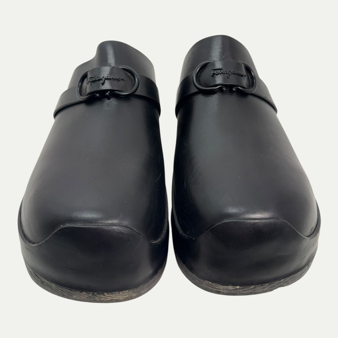 Salvatore Ferragamo Black Leather Mule Sz 10w/8.5m