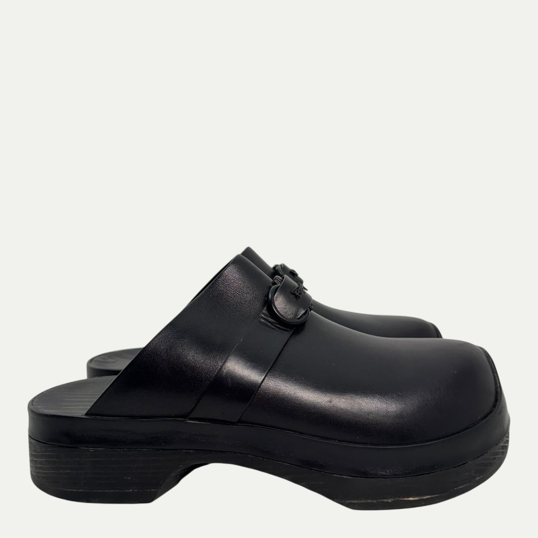 Salvatore Ferragamo Black Leather Mule Sz 10w/8.5m