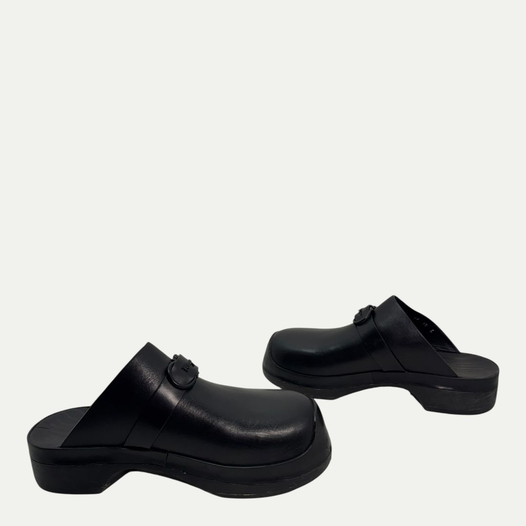 Salvatore Ferragamo Black Leather Mule Sz 10w/8.5m
