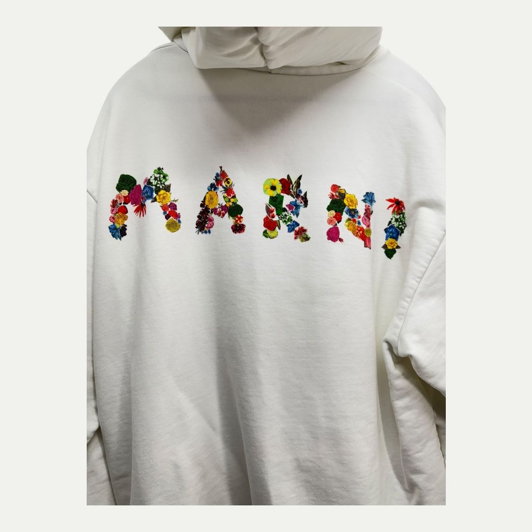 Marni Floral Logo Hoodie Sz 46(L-XL)