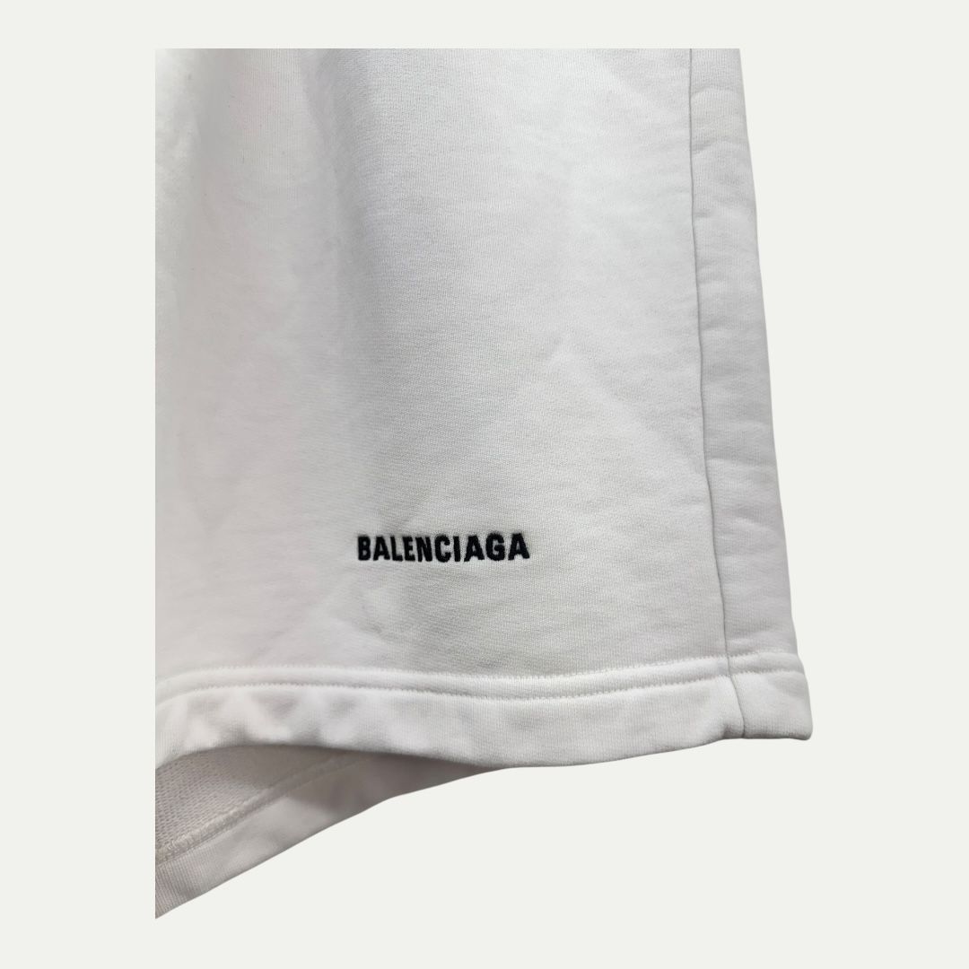 Balenciaga Embroidered Logo White Shorts Sz L(36)