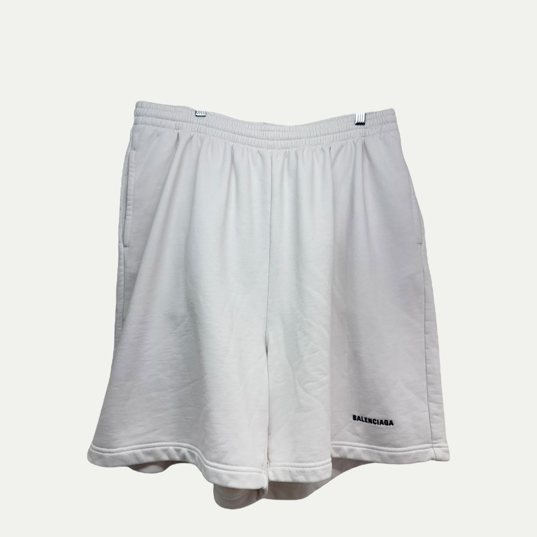 Balenciaga Embroidered Logo White Shorts Sz L(36)