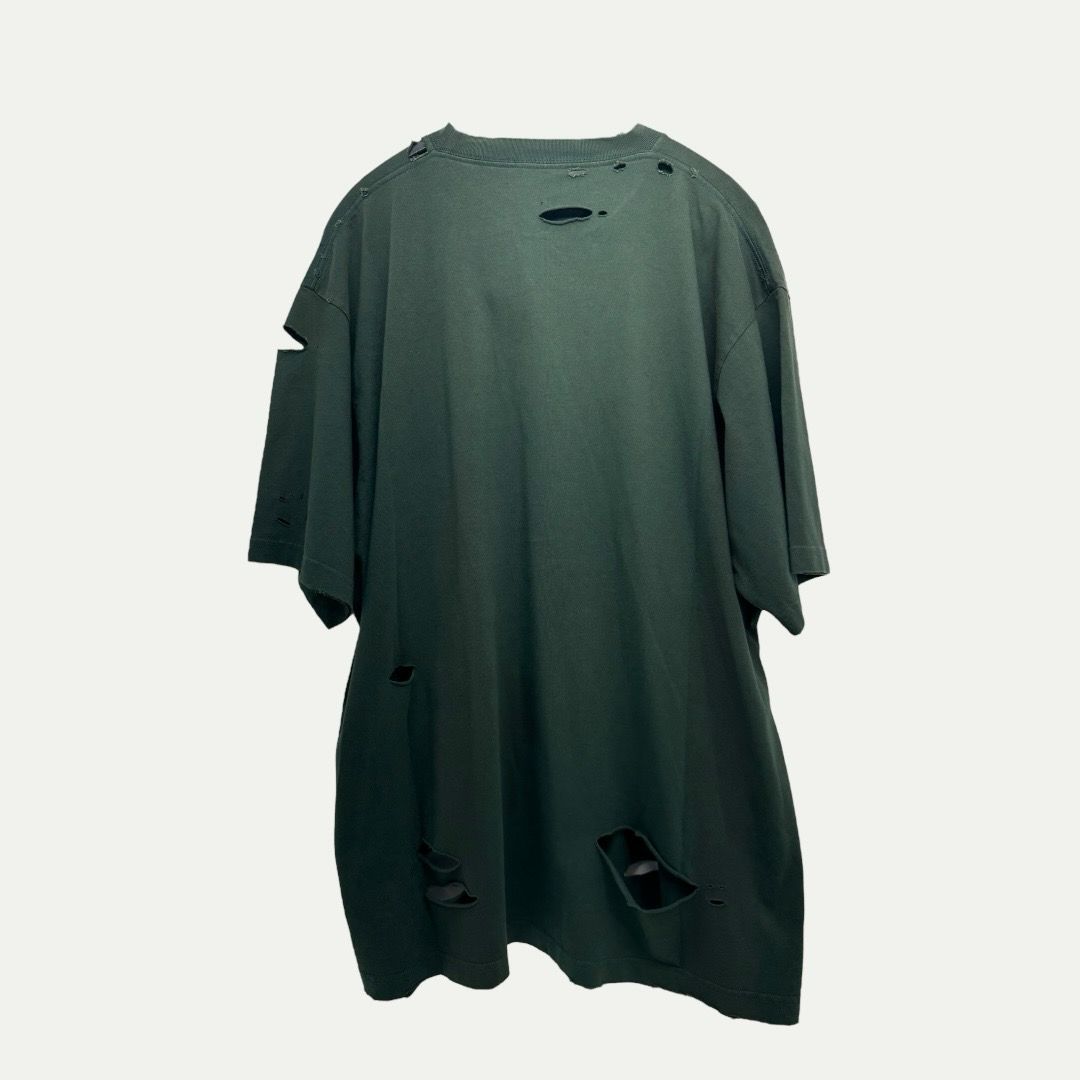 Balenciaga Distressed Logo Green Tee Sz S(XL)