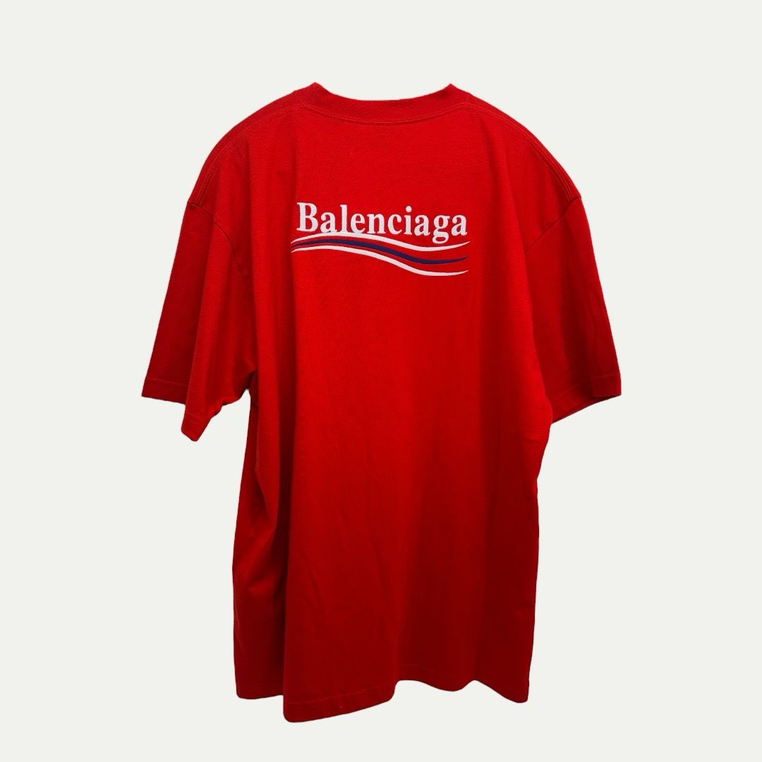 Balenciaga Campaign Logo Red Tee Sz S(XL)