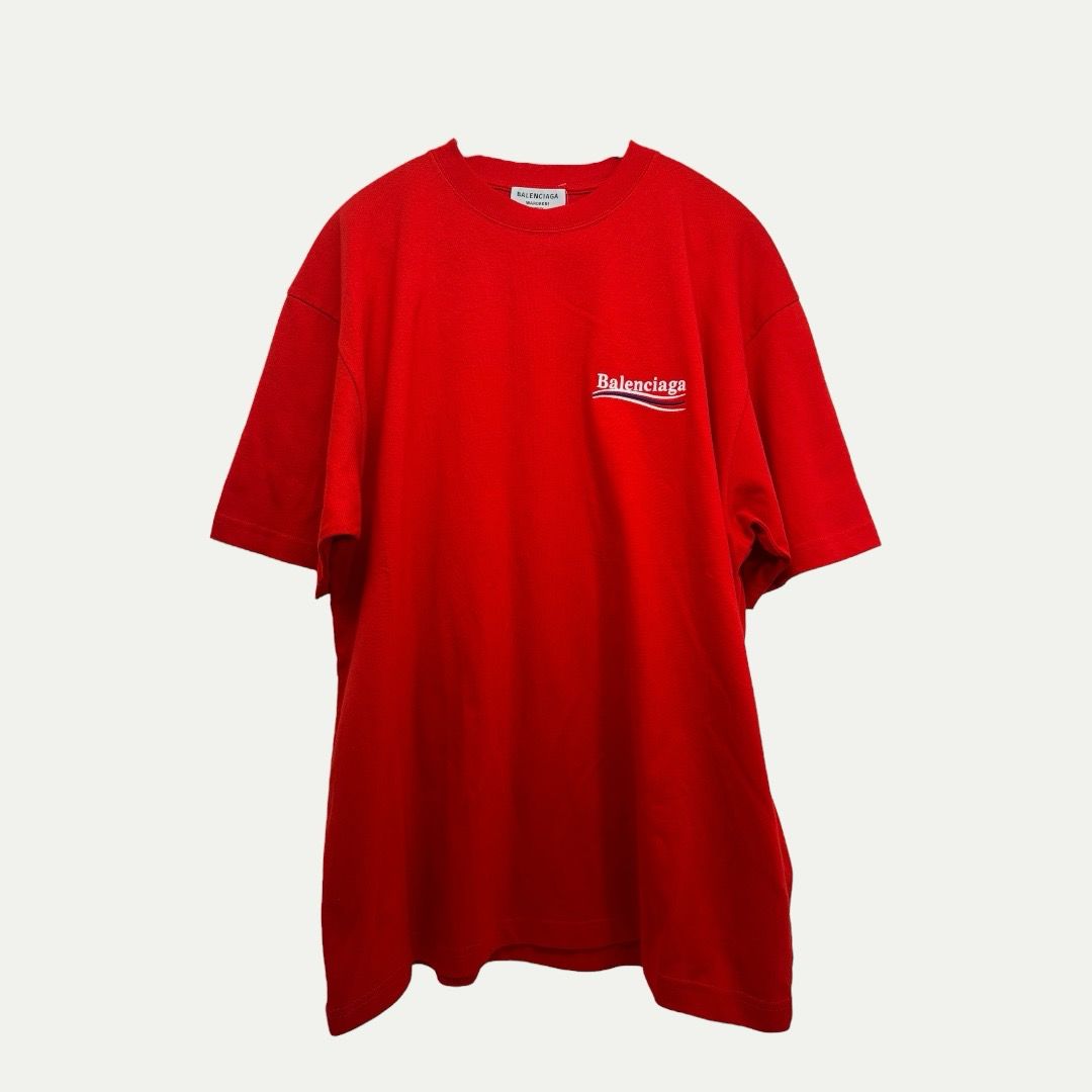 Balenciaga Campaign Logo Red Tee Sz S(XL)