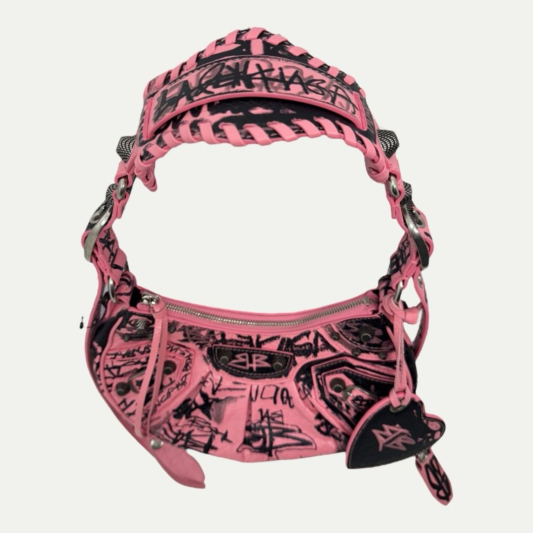 Balenciaga Le Cagole XS Graffiti Pink Shoulder Bag