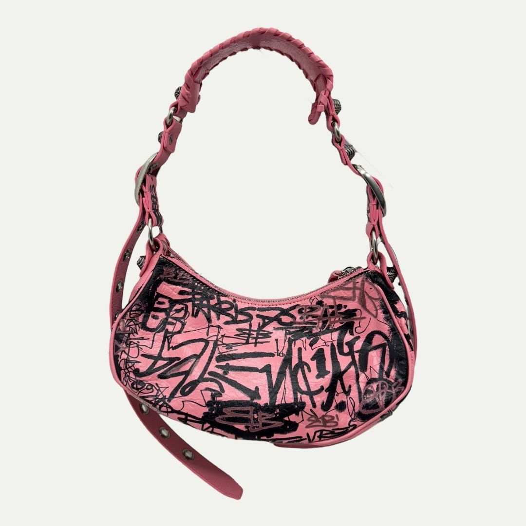 Balenciaga Le Cagole XS Graffiti Pink Shoulder Bag