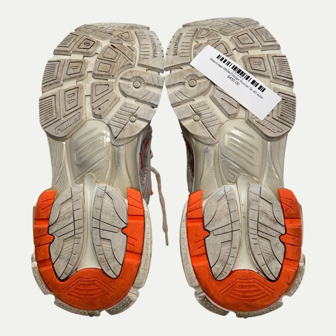 Balenciaga White/Orange Runner Sz 40(8m/9.5w)