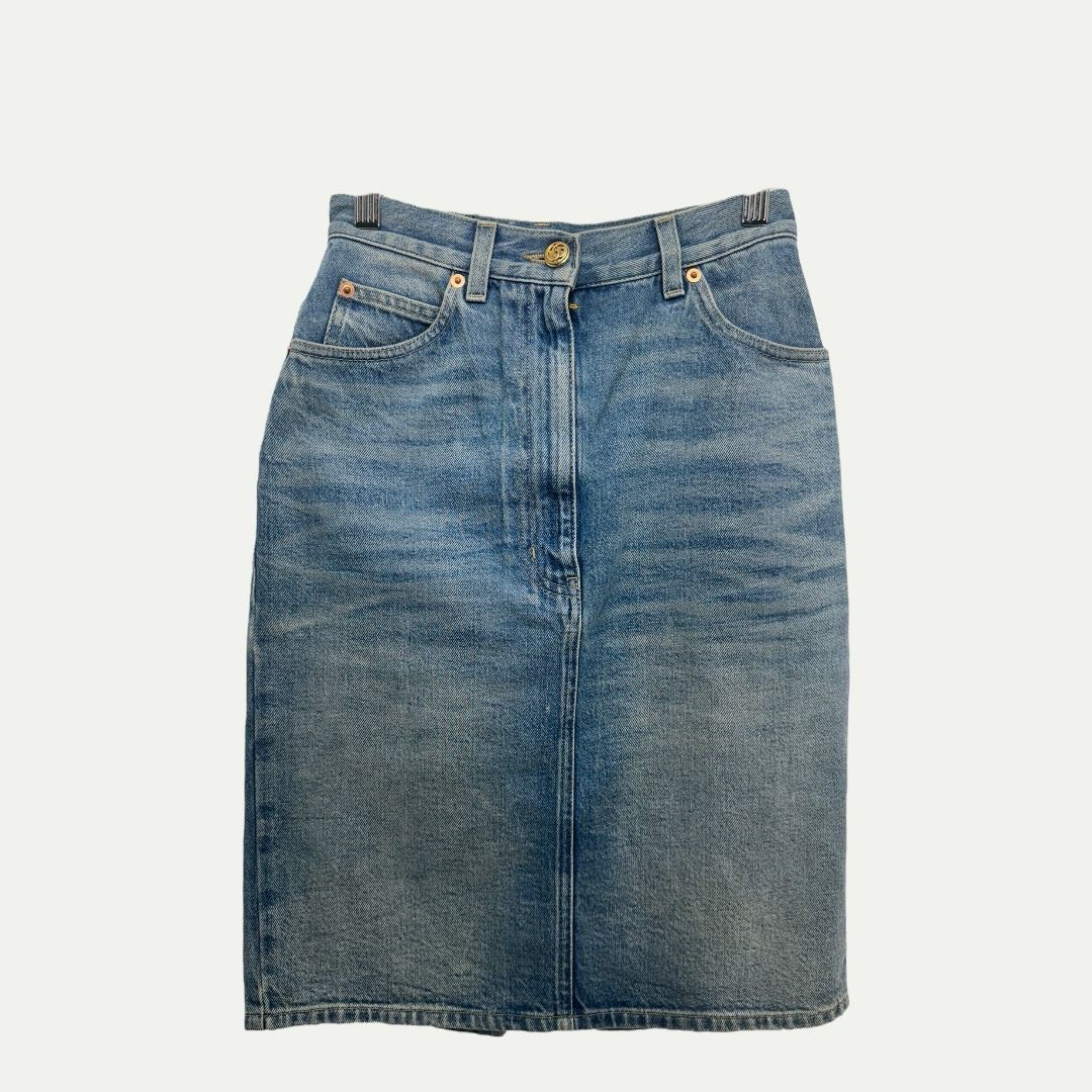 Gucci Denim Midi Skirt Sz 36 (XS)