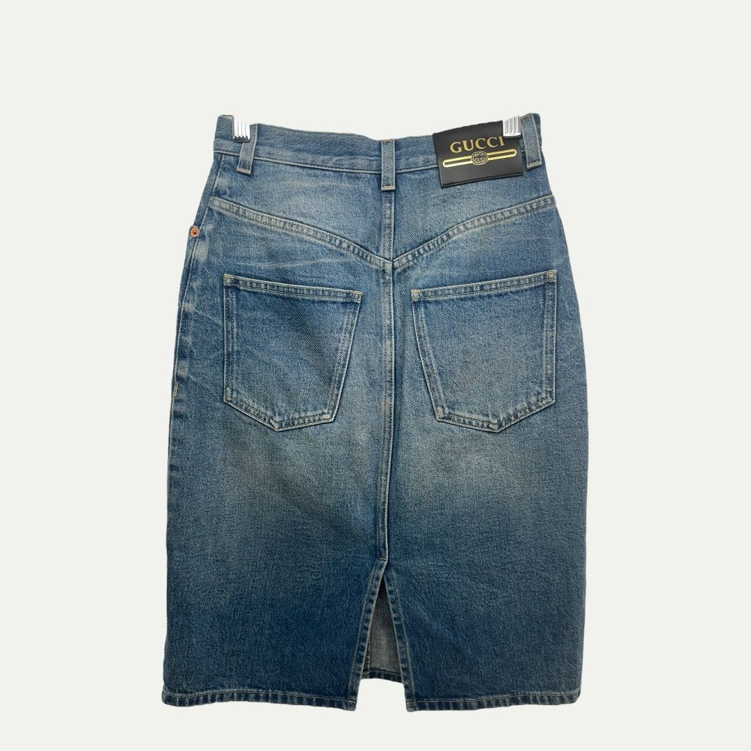 Gucci Denim Midi Skirt Sz 36 (XS)