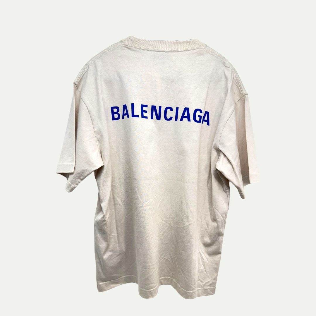 Balenciaga Logo Cream Tee Sz XS(M)