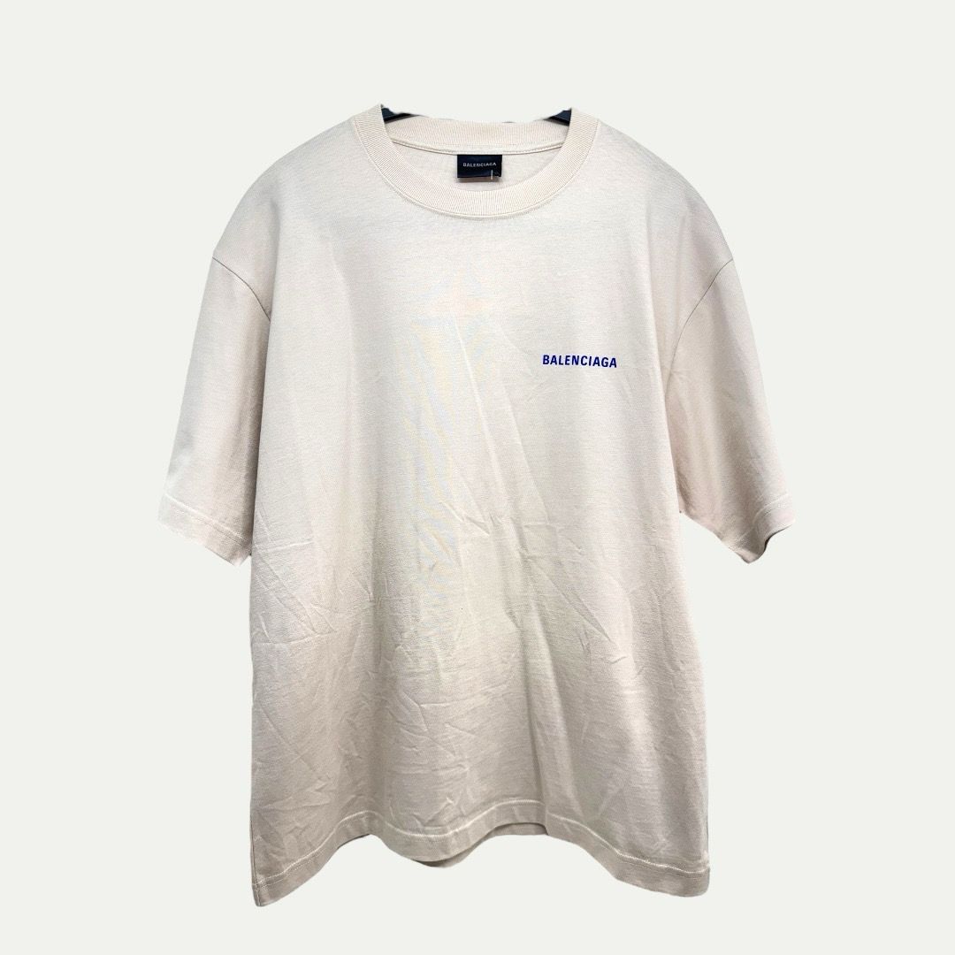 Balenciaga Logo Cream Tee Sz XS(M)