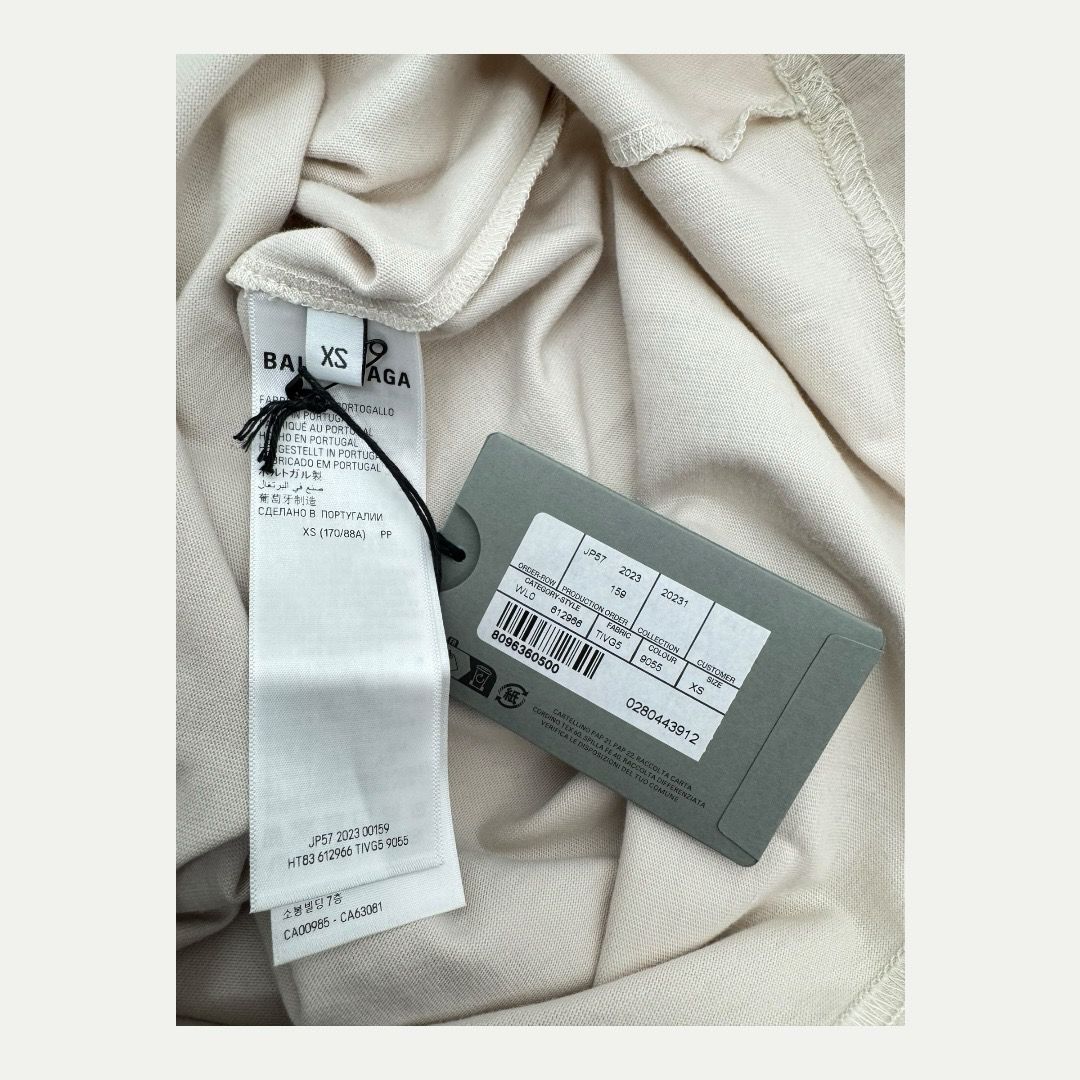 Balenciaga Logo Cream Tee Sz XS(M)