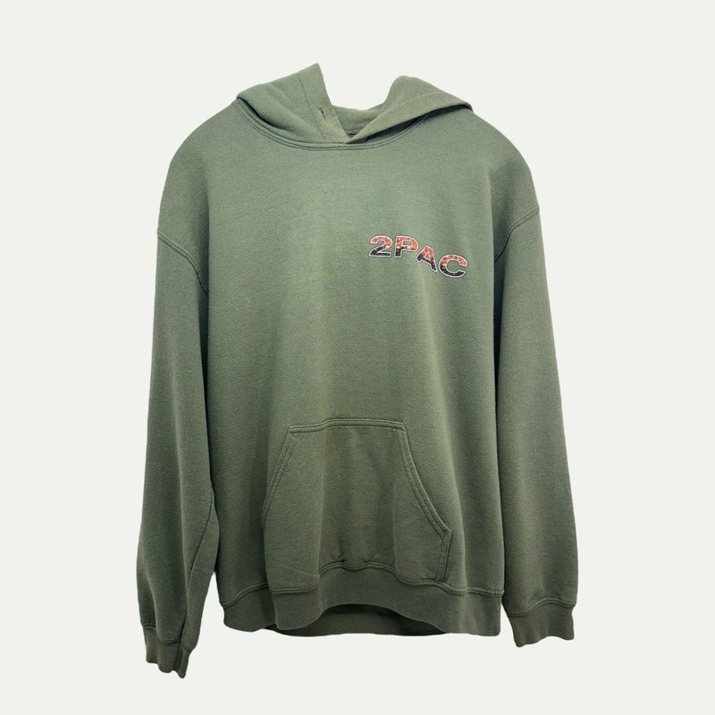 Vintage 2Pac Green Hoodie Sz M
