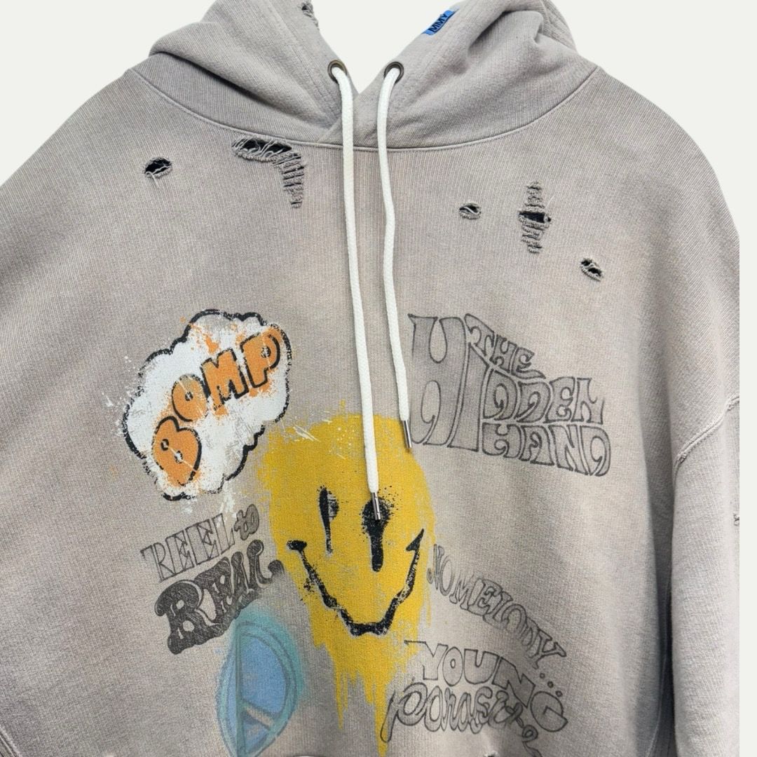 Mihara Yasuhiro Distressed S/S Hoodie Sz 52(XL)