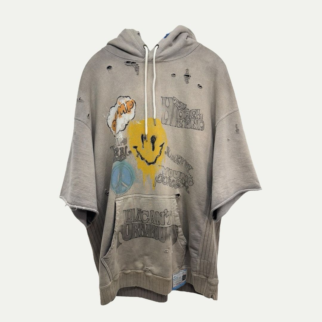 Mihara Yasuhiro Distressed S/S Hoodie Sz 52(XL)