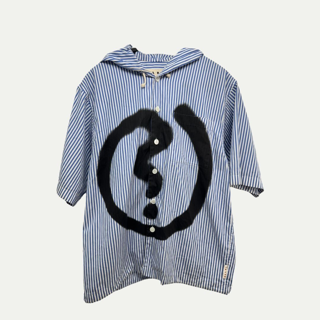 Marni Spiral Striped Hooded Shirt Sz 46(S)