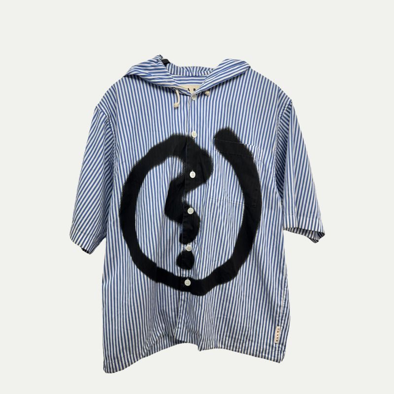Marni Spiral Striped Hooded Shirt Sz 46(S)