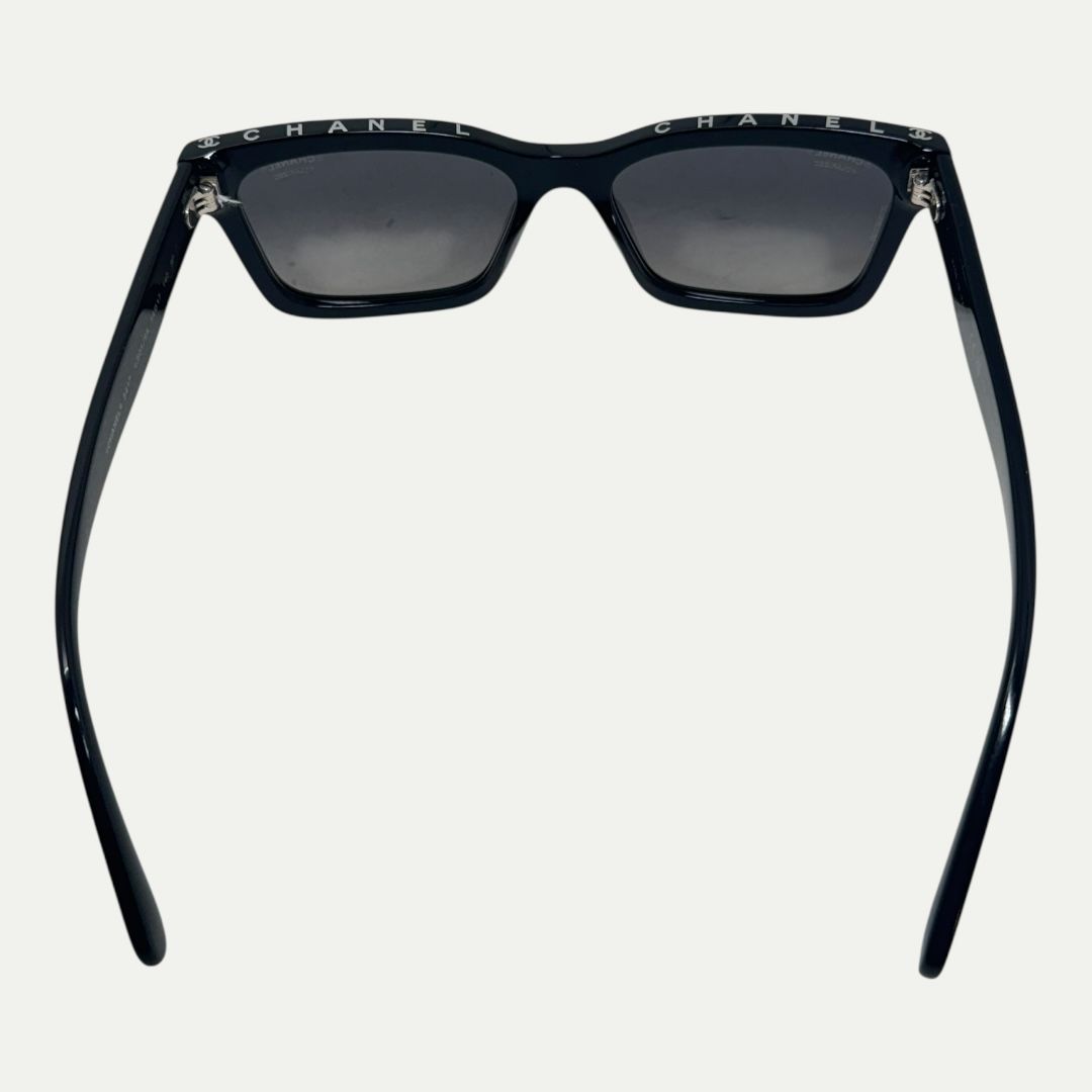 Chanel Black Top Spellout Sunglasses