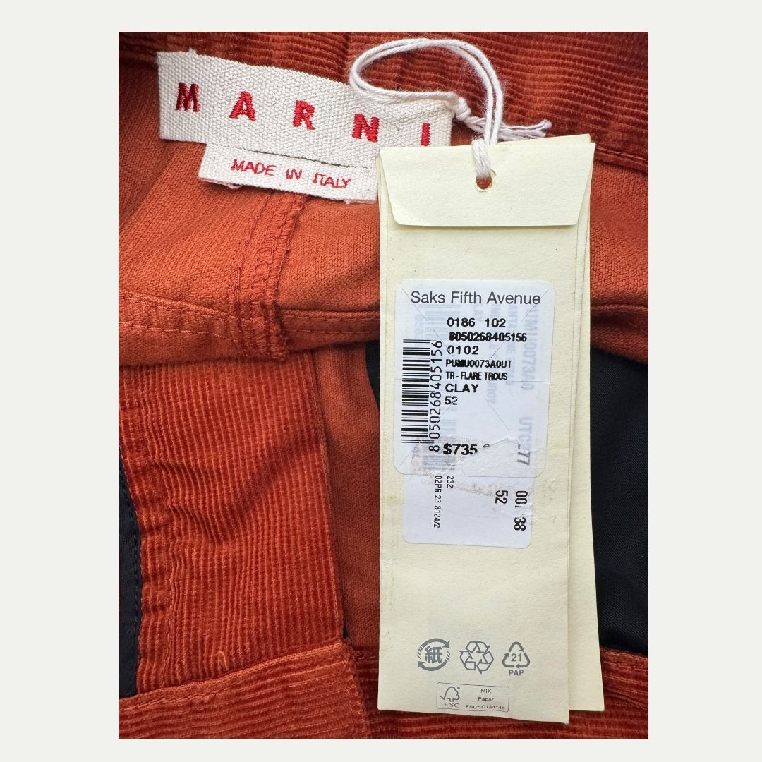 Marni Corduroy Flare Trouser Sz 52(36)