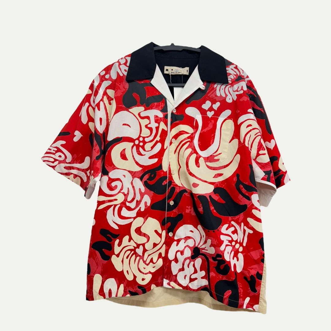 Marni Floral Colorblock Button Down Shirt Sz 46(M)