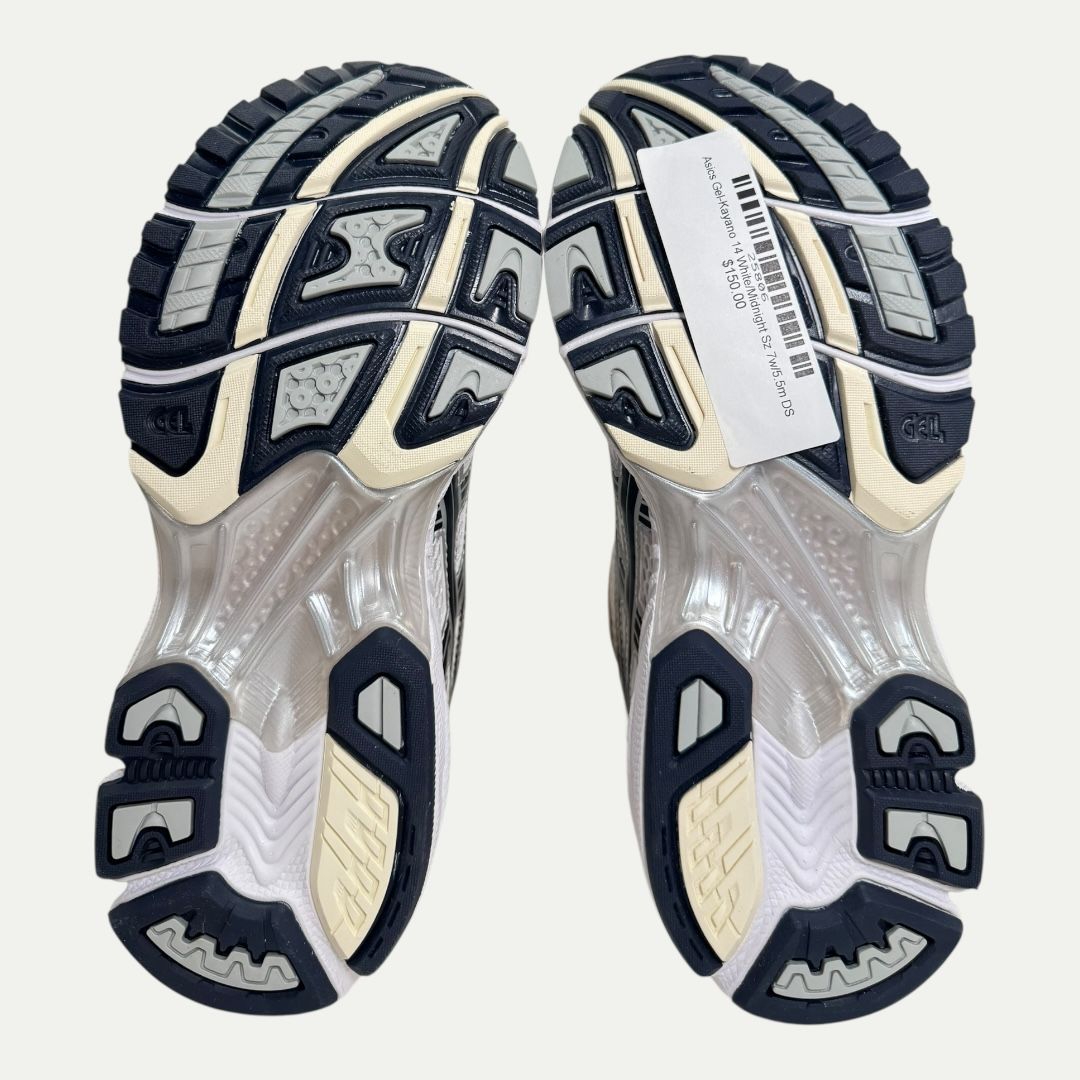 Asics Gel-Kayano 14 White/Midnight Sz 7w/5.5m