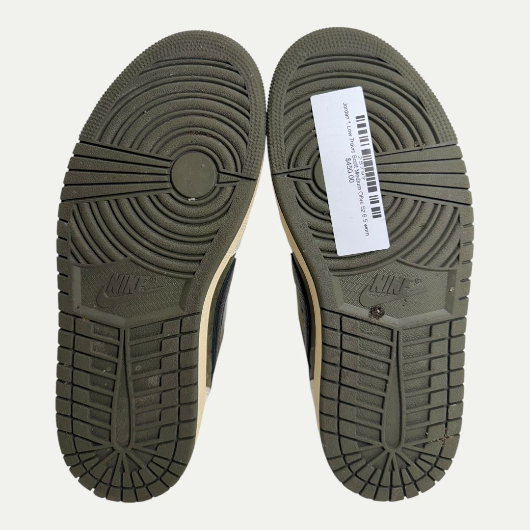Jordan 1 Low Travis Scott Medium Olive Sz 6.5m/8w