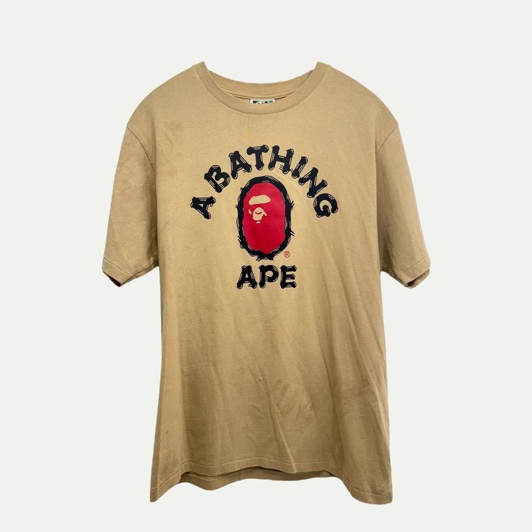 Bape Brush College Beige Tee Sz M