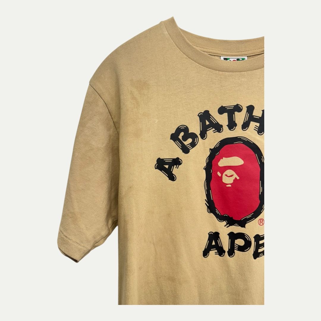 Bape Brush College Beige Tee Sz M