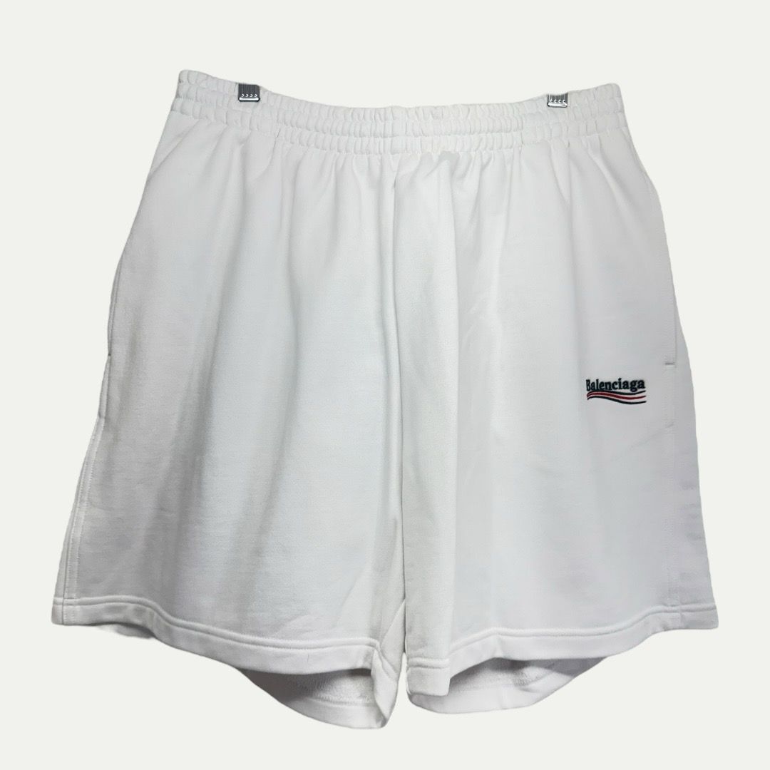 Balenciaga White Campaign Logo Shorts Sz M(32-34)