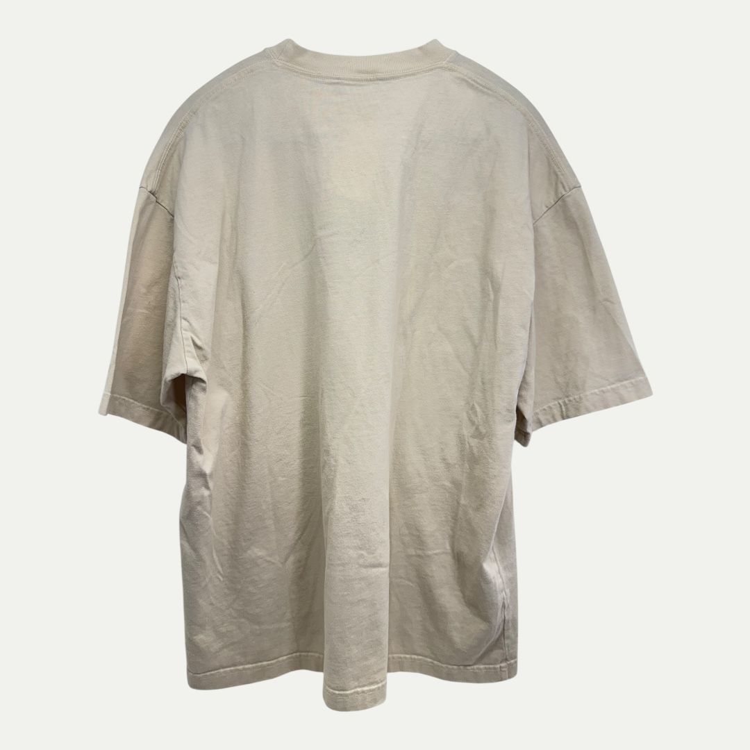 Balenciaga Embroidered Logo Cream Tee Sz M