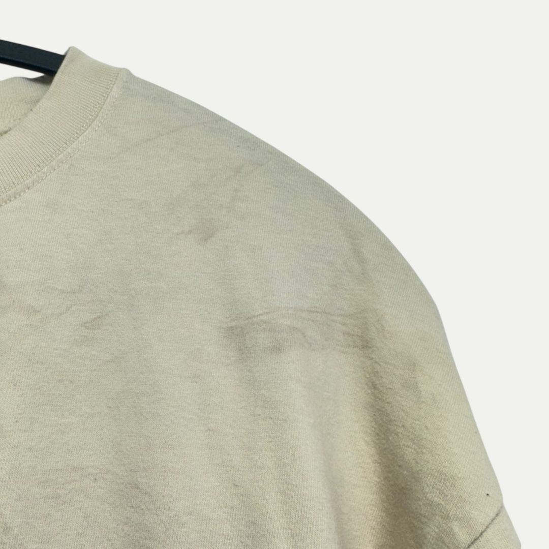 Balenciaga Embroidered Logo Cream Tee Sz M